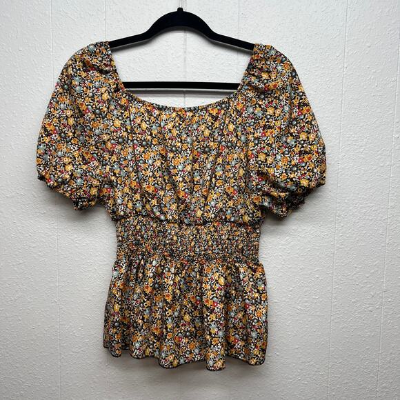Emery Rose Floral Bohemian Cottagecore Puff Sleeve Lightweight Top Womens Small - Picture 4 of 11